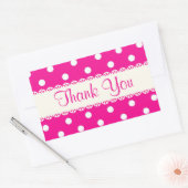 Dank u Roze Fuschia & Witte Polka Dot Sticker (Envelop)