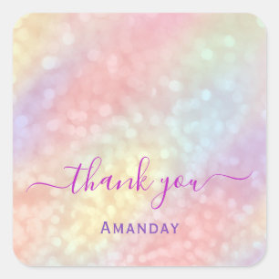 Dank u roze holografische Makeup Artist Lashes Vierkante Sticker