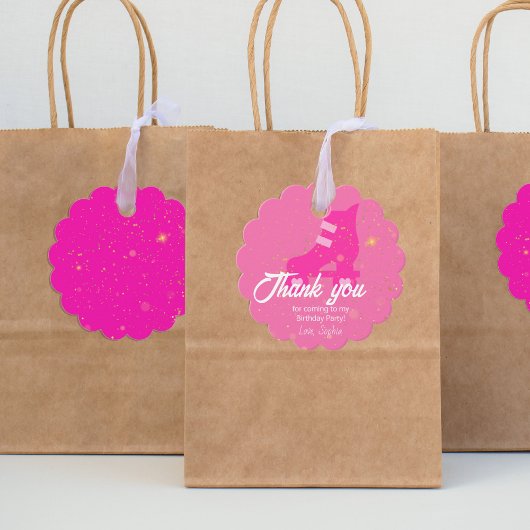 Dank u Roze Pop Verjaardagsfeestje, Rollerblade Bedankjes Labels