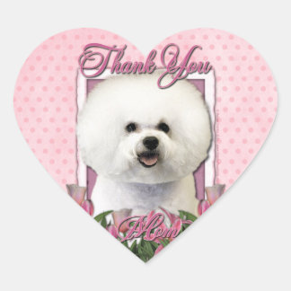 Dank u - Roze Tulpen - Bichon Frise Hart Sticker