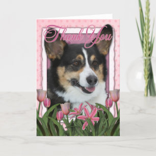 Dank u - Roze Tulpen - Corgi Bedankkaart