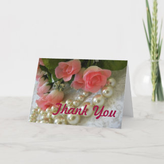 Dank u rozen en gouden parels bedankkaart