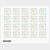 Dank u rustieke houten munt & gele boho geometrisc vierkante sticker (Vel)