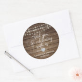 DANK U Rustieke String Lights Wood bruiloft Ronde Sticker (Envelop)