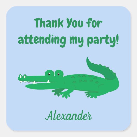 Dank u Safari Alligator Vierkante Sticker (Voorkant)