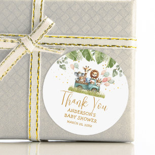 Dank u Safari Baby shower Ronde Sticker