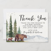 Dank u Schattige Woodland Beer Baby shower Bedankkaart (Voorkant)