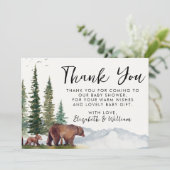 Dank u Schattige Woodland Beer Baby shower Bedankkaart (Staand voorkant)