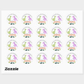 Dank u Schattigee Dinosaurus Verjaardagsfeestje Ronde Sticker (Vel)