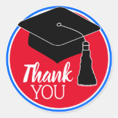 Dank u Schoolkleuren: rood wit en blauw Ronde Sticker (Voorkant)