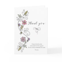 Dank U Schriftuur Handgetekende Bloem Spiraal Kaar