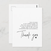 Dank u Script Bruiloft Hart Dankbaarheid Bericht Briefkaart (Voorkant / Achterkant)