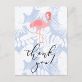 Dank u script flamingo tropische palmbladeren briefkaart (Voorkant)