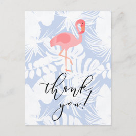 Dank u script flamingo tropische palmbladeren briefkaart