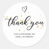 Dank u Script Gold Heart Small Business Ronde Sticker (Voorkant)