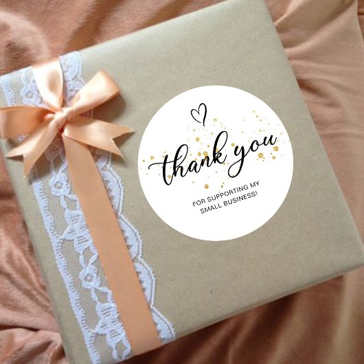Dank U Script Gouden Hart Klein Bedrijf Ronde Sticker