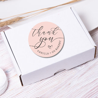Dank u Script Heart Baked Goods Business | roze Ronde Sticker
