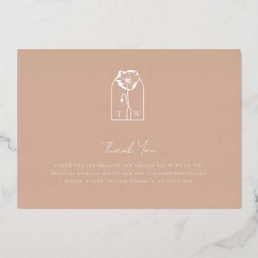 Dank u Script IJslandse Waterverf Poppy Foto Folie Uitnodiging (Achterkant)