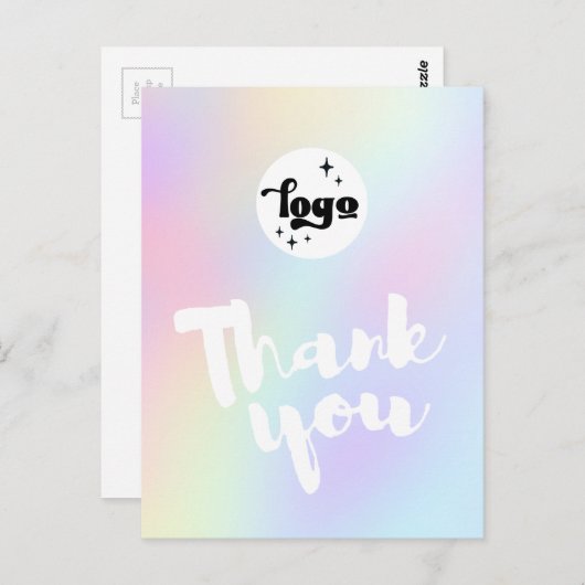 Dank u script op pastel kleuren achtergrond briefkaart (Voorkant / Achterkant)