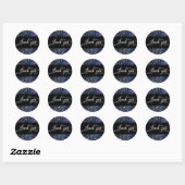 Dank u script over blauw & Paarse Abstract Ronde Sticker (Vel)
