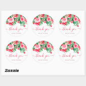 Dank u script rood groen Kerstmis bloesem Ronde Sticker (Vel)