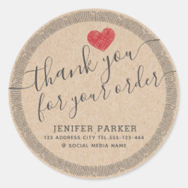  dank u script rood hart classic rondes ronde sticker