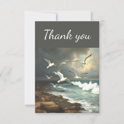 Dank u Seagulls Ocean Seaside Beach Waves Bedankkaart (Voorkant)