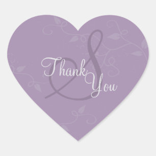 Dank u Seal - Lavendel Paarse Monogram Bruiloft Hart Sticker