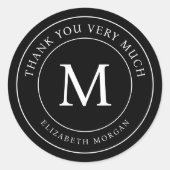 Dank U Seer Modern Monogram Ronde Sticker (Voorkant)
