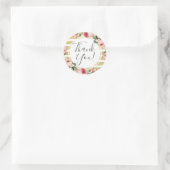 Dank u Shabby Chic Rozen & Gouden Strepen Ronde Sticker (Tas)