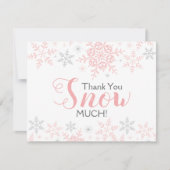 Dank u SNEEUW Veel roze Baby shower Note Kaart (Voorkant)