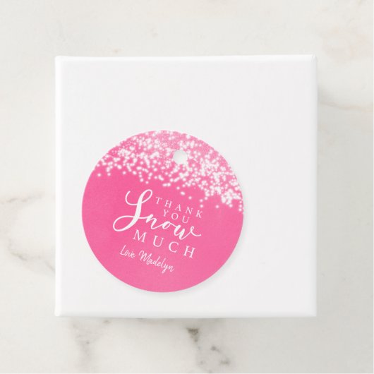 Dank u SNEEUW veel roze verjaardagsfeestje Bedankjes Labels (In situ)