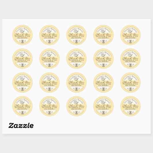 Dank u Sticker met Bee Honey Apiary Business (Vel)