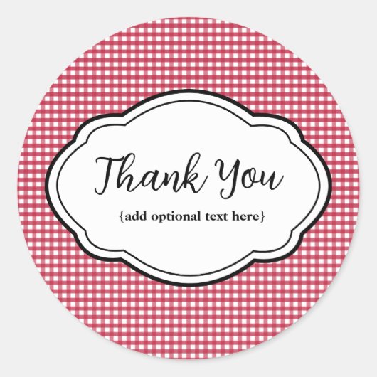 Dank u Sticker Red & White Gingham (Voorkant)
