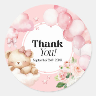 Dank u Stickers Baby shower roze