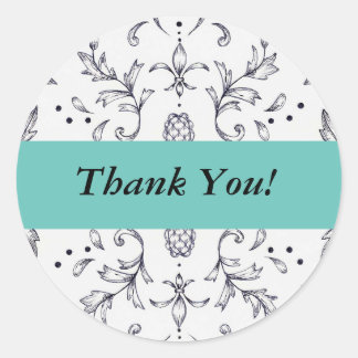 Dank u Stickers Damask Black en Blauwgroen