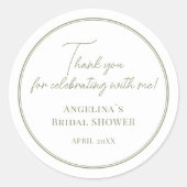 Dank u stickers voor een bruidsdouche. (Voorkant)