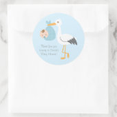 Dank u Stork levert Schattigee baby jongen Ronde Sticker (Tas)