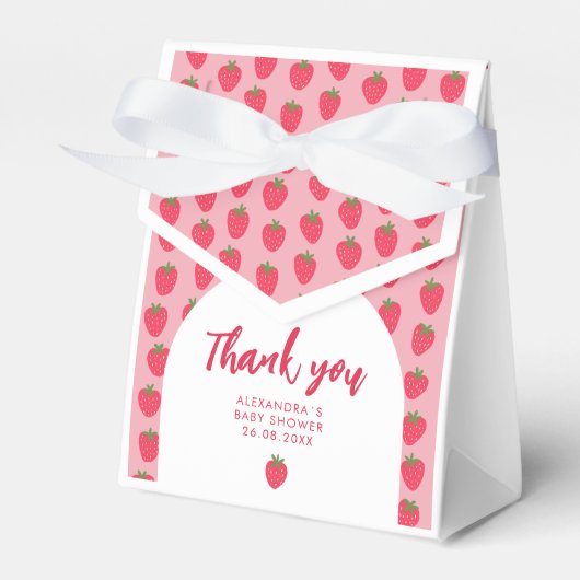 Dank u Strawberry Baby shower Favor Box Bedankdoosjes (Voorkant Zijde)