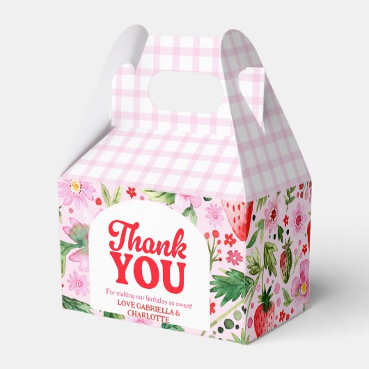 Dank u Strawberry Twins gezamenlijke verjaardag Bedankdoosjes (Achterkant)