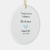 Dank u stropdas de Knoop Blue Heart bruiloft rusti Keramisch Ornament (Rechts)