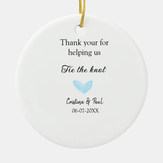 Dank u stropdas de Knoop Blue Heart bruiloft rusti Keramisch Ornament (Voorkant)