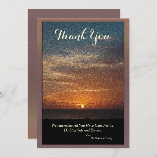 Dank u Sunset Tropical Sun Natuur Custom Kaart (Voorkant / Achterkant)