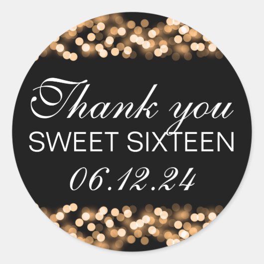 Dank u Sweet 16 Hollywood Glam Gold Ronde Sticker (Voorkant)