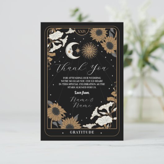 Dank u Tarot Sun Moon Gelijnde trouwkaarten Informatiekaartje (Staand voorkant)