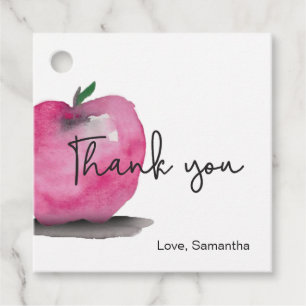 Dank u Teacher Red Apple waterverf Bedankjes Labels