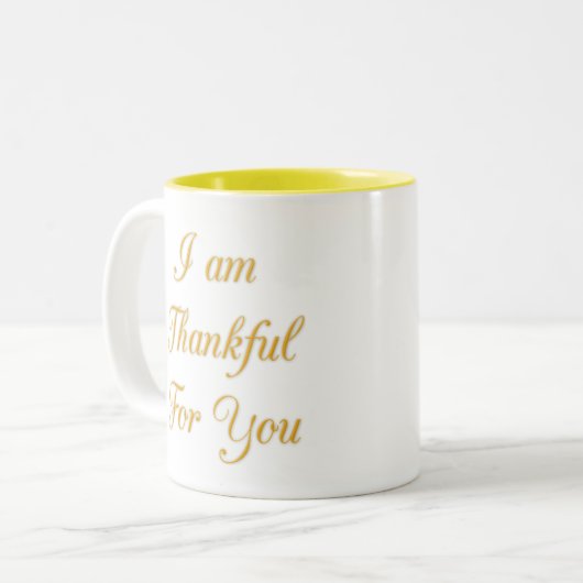 Dank u Tekst citaat Art Print Design Tweekleurige Koffiemok (Voorkant links)
