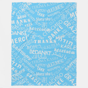 Dank u tekst Meertalige Blue Fleece Deken