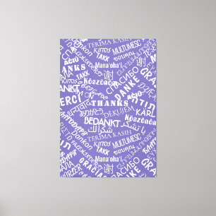Dank u tekst Paarse canvas Meertalige print