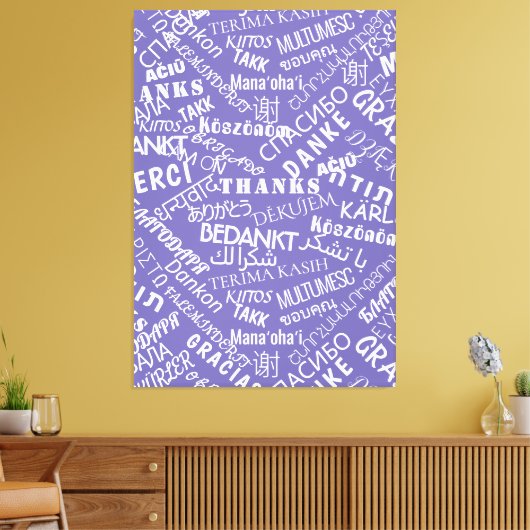 Dank u tekst Paarse canvas Meertalige print (Insitu (Woonkamer))